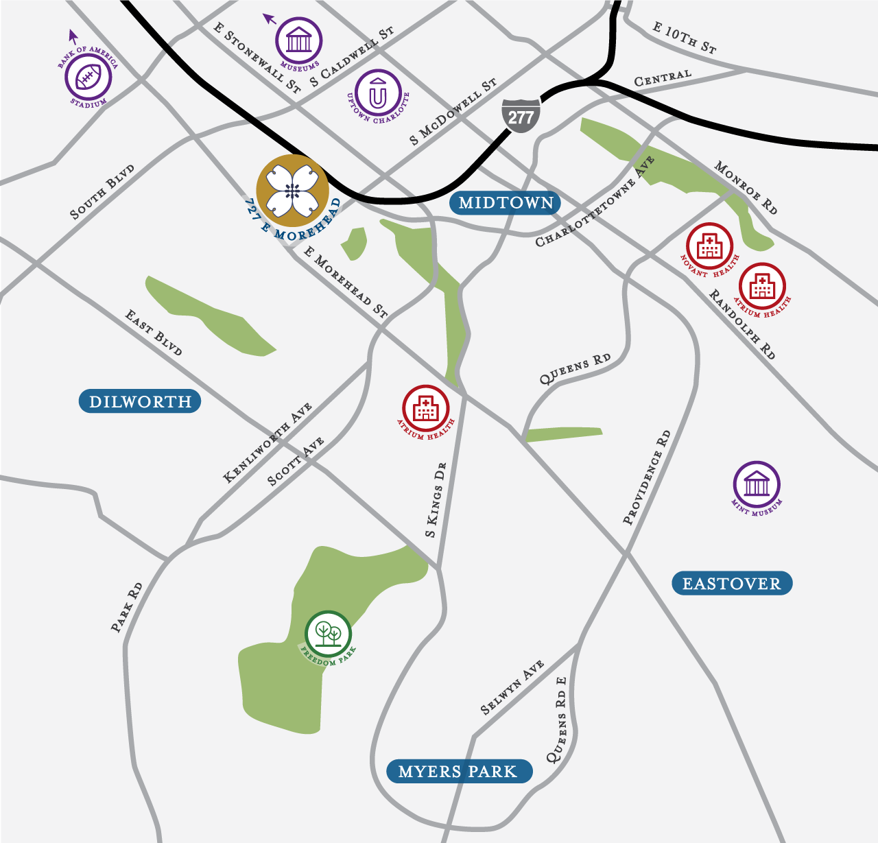 Village on Morehead Charlotte Map